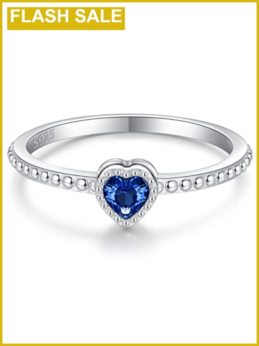 S925 Sterling Silver Stacking Rings Cubic Zirconia Heart Stackable Band